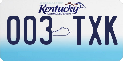 KY license plate 003TXK