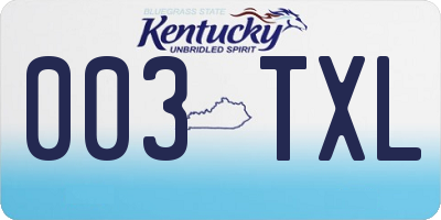 KY license plate 003TXL