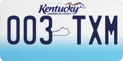 KY license plate 003TXM
