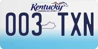 KY license plate 003TXN