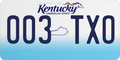 KY license plate 003TXO