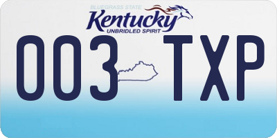 KY license plate 003TXP