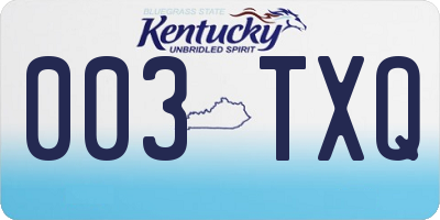 KY license plate 003TXQ