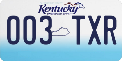KY license plate 003TXR