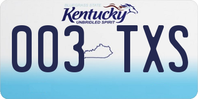 KY license plate 003TXS