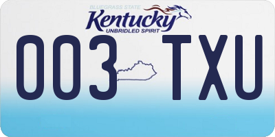 KY license plate 003TXU