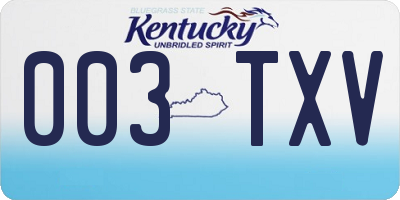 KY license plate 003TXV
