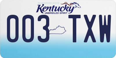 KY license plate 003TXW