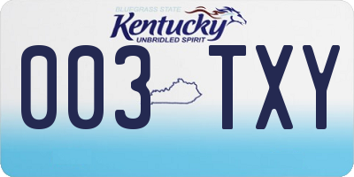 KY license plate 003TXY
