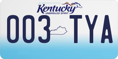 KY license plate 003TYA