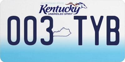 KY license plate 003TYB