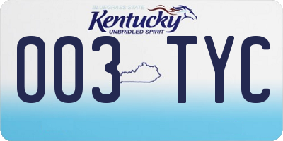 KY license plate 003TYC