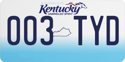 KY license plate 003TYD