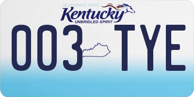 KY license plate 003TYE