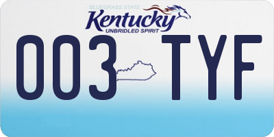 KY license plate 003TYF