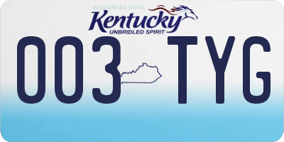 KY license plate 003TYG