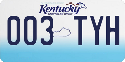 KY license plate 003TYH