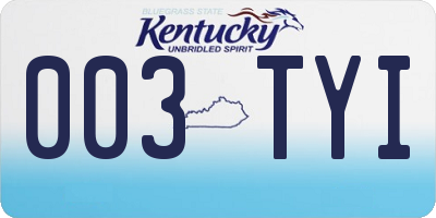 KY license plate 003TYI