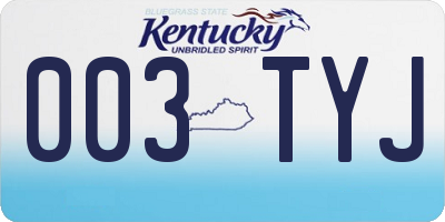 KY license plate 003TYJ