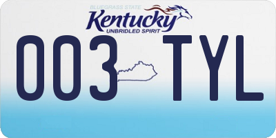 KY license plate 003TYL
