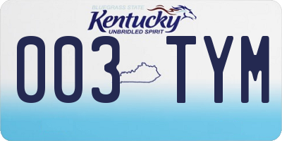 KY license plate 003TYM