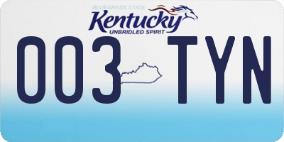 KY license plate 003TYN
