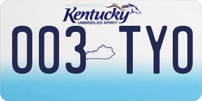 KY license plate 003TYO