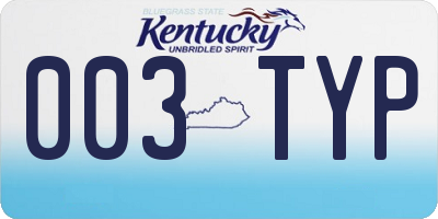KY license plate 003TYP