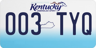 KY license plate 003TYQ