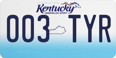 KY license plate 003TYR