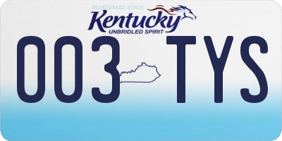 KY license plate 003TYS