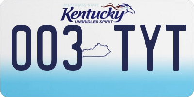KY license plate 003TYT