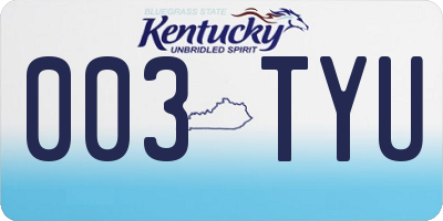 KY license plate 003TYU