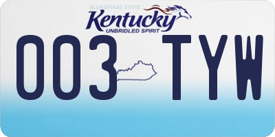 KY license plate 003TYW