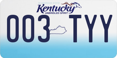 KY license plate 003TYY