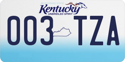 KY license plate 003TZA