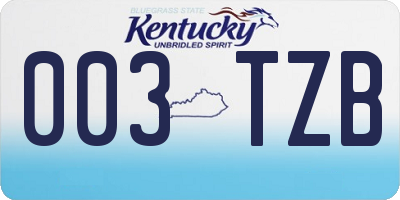 KY license plate 003TZB