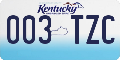 KY license plate 003TZC