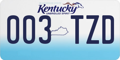 KY license plate 003TZD