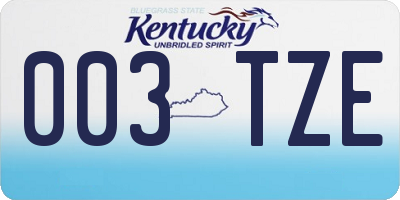 KY license plate 003TZE