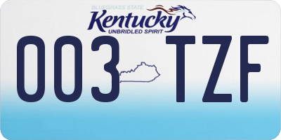 KY license plate 003TZF