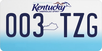 KY license plate 003TZG