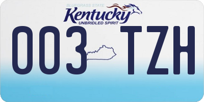 KY license plate 003TZH