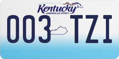 KY license plate 003TZI