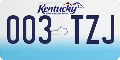 KY license plate 003TZJ