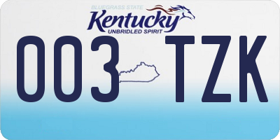 KY license plate 003TZK