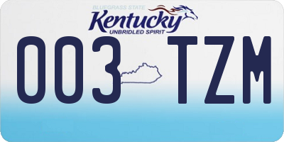 KY license plate 003TZM