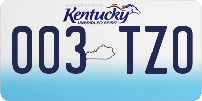 KY license plate 003TZO