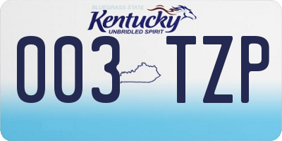 KY license plate 003TZP