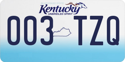 KY license plate 003TZQ